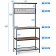 4-Tier Kitchen Rack Stand with Hooks and Mesh Panel Online Hot Sale