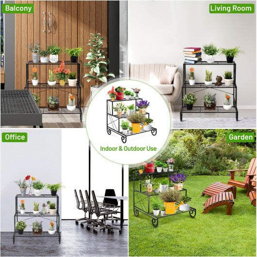 3 Tier Outdoor Metal Garden Planter Holder Shelf Online