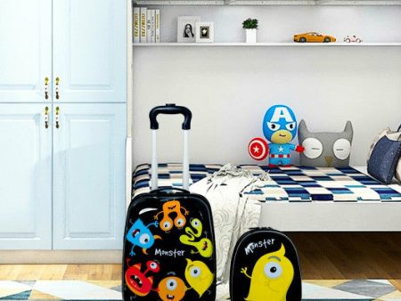 2 pcs Kids Luggage Set 12  Backpack & 16  Rolling Suitcase Fashion