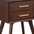 Walnut and Gold 2 Drawer Nightstand Cheap