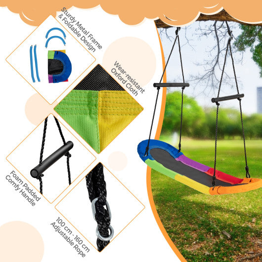 Saucer Tree Swing Surf Kids Outdoor Adjustable Oval Platform Set with Handle-Color For Discount