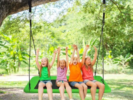 60 Inches Platform Tree Swing Outdoor with  2 Hanging Straps-Green Sale