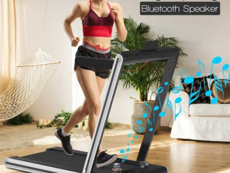 2-in-1 Folding Treadmill with Dual LED Display-Silver Discount