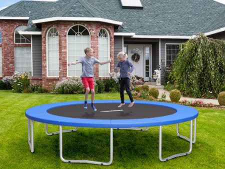 8 Feet Trampoline Spring Safety Cover without Holes-Blue Hot on Sale