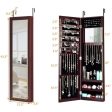 Full Length Mirror Jewelry Cabinet with Ring Slots and Necklace Hooks-Dark Brown Sale