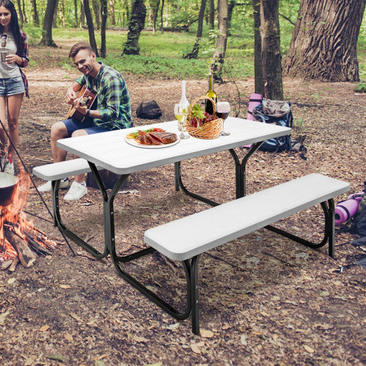 Picnic Table Bench Set for Outdoor Camping -White Hot on Sale