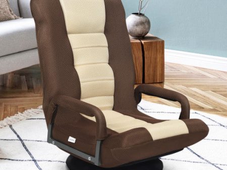 360-Degree Swivel Gaming Floor Chair with Foldable Adjustable Backrest-Brown For Cheap