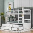 White Twin Over Twin Bunk Bed with Trundle and Drawers Online