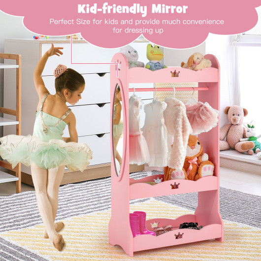 Kids Pretend Costume Closet with Mirror-Pink Online now