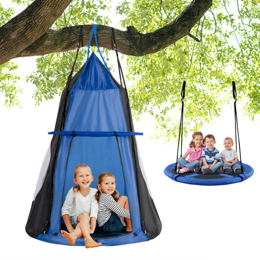 2-in-1 40 Inch Kids Hanging Chair Detachable Swing Tent Set-Blue Sale