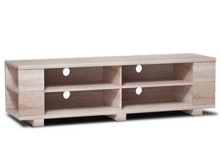 59 Inch Console Storage Entertainment Media Wood TV Stand-Oak on Sale