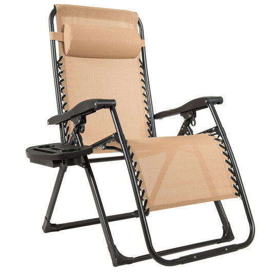 Oversize Lounge Chair with Cup Holder of Heavy Duty for outdoor-Beige Online now