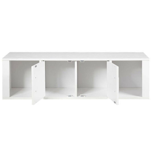 Wall Mounted Floating 2 Door Desk Hutch Storage Shelves-White Online now