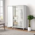 Rolling Storage Armoire Closet with Hanging Rod and Adjustable Shelf-White Fashion