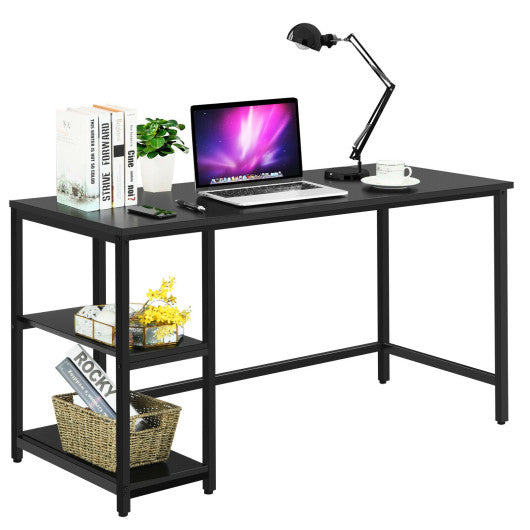 47  55  Computer Desk Office Study Table Workstation Home with Adjustable Shelf Black-L Cheap