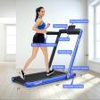 2-in-1 Electric Motorized Health and Fitness Folding Treadmill with Dual Display-Blue Hot on Sale