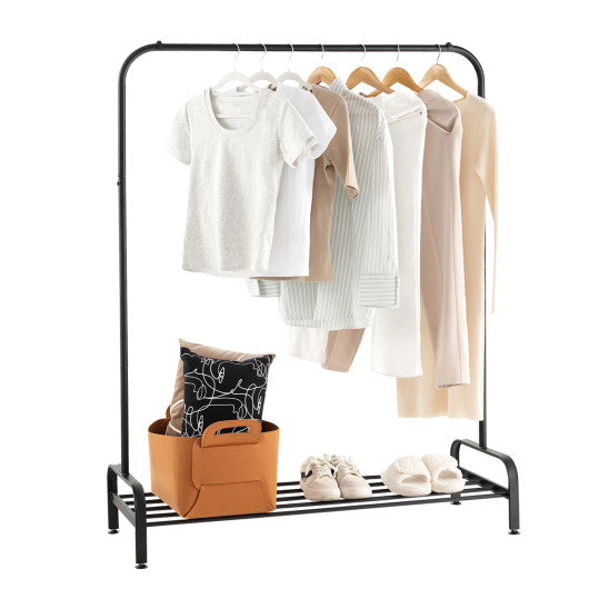 Heavy Duty Clothes Stand Rack with Top Rod and Lower Storage Shelf Hot on Sale