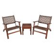 3 Pieces Outdoor Wooden Patio Rattan Furniture Set Online