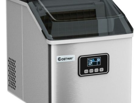 48 lbs Stainless Self-Clean Ice Maker with LCD Display Supply