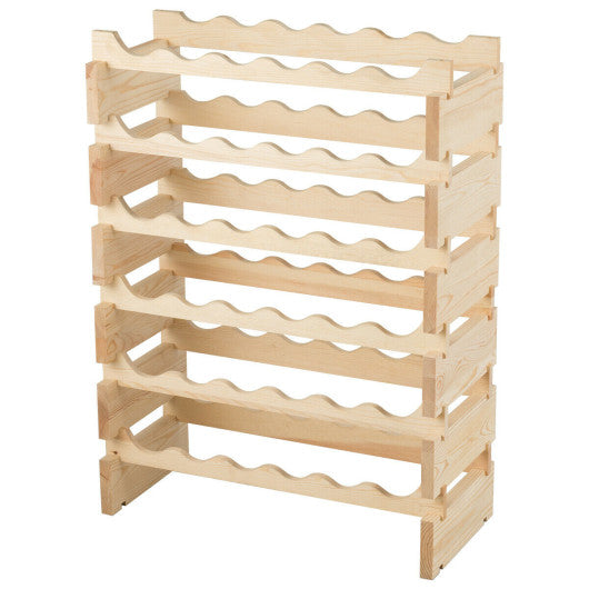 36 Bottles Stackable Wooden Wobble-Free Modular Wine Rack Supply