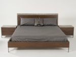 Modern Dark Walnut & Concrete Queen Bed Discount