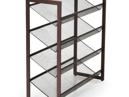 2 3 4 Tiers Flat and Slant Metal Shoe Rack for Entryway Hallway-4-Tier For Cheap