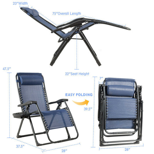 Oversize Lounge Chair with Cup Holder of Heavy Duty for outdoor-Navy on Sale