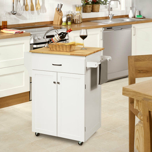 Utility Rolling Storage Cabinet Kitchen Island Cart with Spice Rack-White Hot on Sale