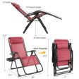 Oversize Lounge Chair Patio Heavy Duty Folding Recliner-Dark Red Online now