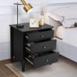 Nightstand Beside End Side Table Organizer with 3 Drawers-Black Cheap