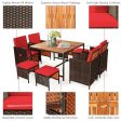 9 Pieces Patio Rattan Dining Cushioned Chairs Set-Red For Cheap