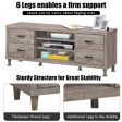 Retro Wooden TV Stand with 3 Open Shelves and 4 Drawers Supply