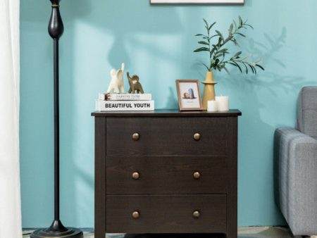 3 Drawer Dresser Chest of Drawers Bedside Table-Espresso Discount