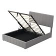 Gray Wood And Linen Blend Full Adjustable Bed Frame Supply