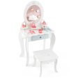 Kids 2-in-1 Princess Makeup Table and Chair Set with Removable Mirror-White Cheap