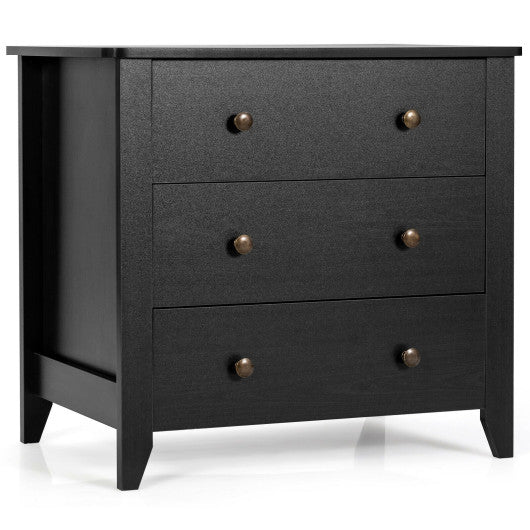 3 Drawer Dresser Chest of Drawers Bedside Table-Black Online Hot Sale