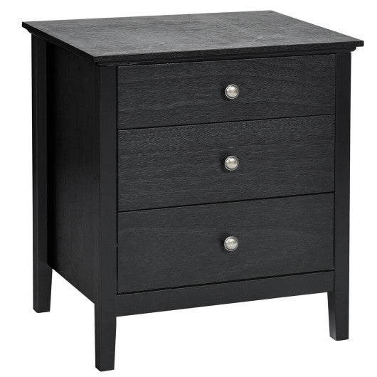 Nightstand Beside End Side Table Organizer with 3 Drawers-Black Cheap