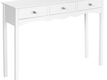 Side Sofa Table with Storage 3-Drawers-white Fashion