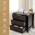 3 Drawer Dresser Chest of Drawers Bedside Table-Espresso Discount