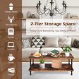 Industrial Vintage Coffee Table with 2-Tier Storage Shelf Online Hot Sale