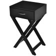 Design Sofa Side Table with X-Shape Drawer for Living Room Bedroom-Black Hot on Sale