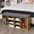 10-Cube Organizer Shoe Storage Bench with Cushion for Entryway-Beige Supply