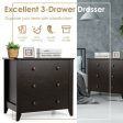 3 Drawer Dresser Chest of Drawers Bedside Table-Espresso Discount