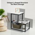 3-Tier Ladder-Shaped Chair Side Table with Storage Shelf-White Sale