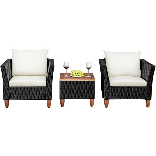 3 Pieces Outdoor Patio Rattan Furniture Set with Coffee Table Online now