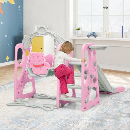 3 in 1 Toddler Climber and Swing Set Slide Playset-Pink Supply