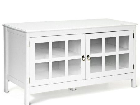 50 Inch Modern Wood Large TV Stand Entertainment Center for TV-White Discount