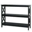 3-Tier Console X-Design Sofa Side Accent Table-Black Fashion