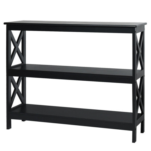 3-Tier Console X-Design Sofa Side Accent Table-Black Fashion