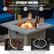 28 Inch 40 000 BTU Square Fire Pit Table with Lid and Lava Rocks-Gray Cheap